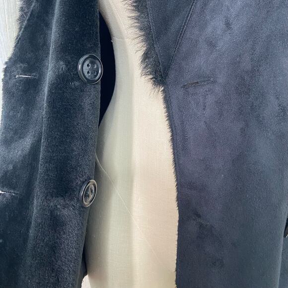 K-DASH by Kardashian Faux Fur Vest Black Double Breasted Neutral Casual Size 1X - Picture 7 of 9